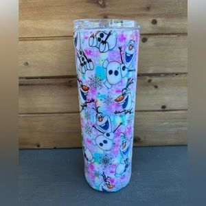 20 oz skinny hot cold travel mug cup Olaf Disney with glitter frozen tumbler